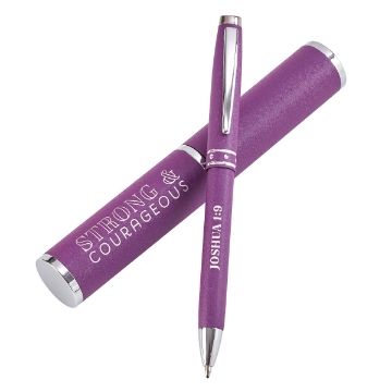 Mostrar detalles de Strong & Courageous Purple Gift Pen – Joshua 1:9 Imagen de Strong & Courageous Purple Gift Pen – Joshua 1:9
