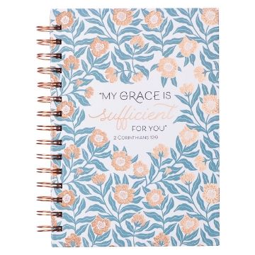 Mostrar detalles de Sufficient Grace Teal Floral Large Wirebound Journal - 2 Corinthians 12:9 Imagen de Sufficient Grace Teal Floral Large Wirebound Journal - 2 Corinthians 12:9