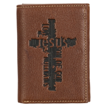 Mostrar detalles de Names of Jesus Classic Brown Full Grain Leather Trifold Wallet Imagen de Names of Jesus Classic Brown Full Grain Leather Trifold Wallet