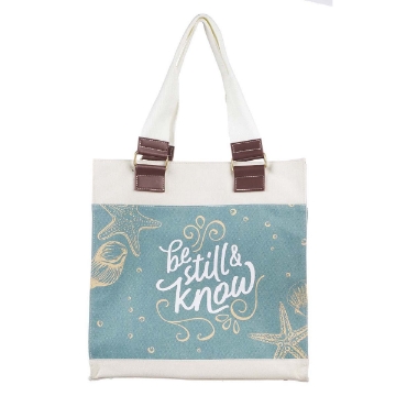 Mostrar detalles de Be Still Canvas Tote Bag - Psalm 46:10 Imagen de Be Still Canvas Tote Bag - Psalm 46:10