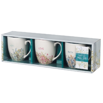Mostrar detalles de Faith Hope and Love Petite Floral Mug Set Imagen de Faith Hope and Love Petite Floral Mug Set