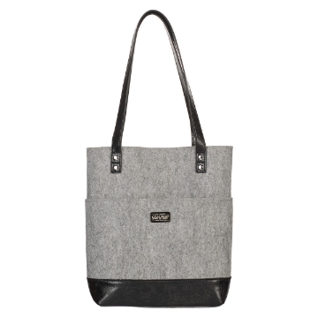 Mostrar detalles de The Plans Heather Gray Felt and Black Faux Leather Fashion Bible Tote Bag - Jeremiah 29:11 Imagen de The Plans Heather Gray Felt and Black Faux Leather Fashion Bible Tote Bag - Jeremiah 29:11