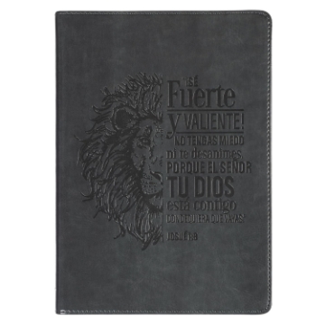 Mostrar detalles de Diario clásico de piel sintética gris con cierre de cremallera «Sé fuerte y valiente» - Josué 1:9 Imagen de Diario clásico de piel sintética gris con cierre de cremallera «Sé fuerte y valiente» - Josué 1:9