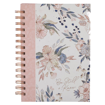 Mostrar detalles de Be Still and Know Pink Floral Spiral Journal - Psalm 46:10 Imagen de Be Still and Know Pink Floral Spiral Journal - Psalm 46:10