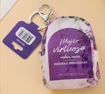 Mostrar detalles de Llavero Mochila/monedero. Mujer Virtuosa Imagen de Llavero Mochila/monedero. Mujer Virtuosa