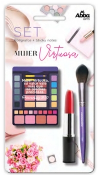 Mostrar detalles de  Pack creativo 2 bolis + sticky notes. Mujer virtuosa Imagen de  Pack creativo 2 bolis + sticky notes. Mujer virtuosa