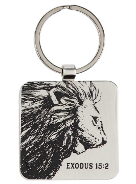 Mostrar detalles de Strength and Defense Lion Silver Metal Keychain - Exodus 15:2 Imagen de Strength and Defense Lion Silver Metal Keychain - Exodus 15:2