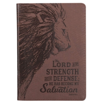 Mostrar detalles de Strength and Defense Lion Walnut-Brown Faux Leather Hardcover Notebook with Elastic Band Closure - Exodus 15:2 Imagen de Strength and Defense Lion Walnut-Brown Faux Leather Hardcover Notebook with Elastic Band Closure - Exodus 15:2