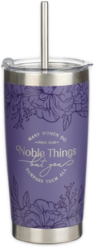 Mostrar detalles de Noble Things Lavender Floral Stainless Steel Tumbler - Proverbs 31:29 Imagen de Noble Things Lavender Floral Stainless Steel Tumbler - Proverbs 31:29