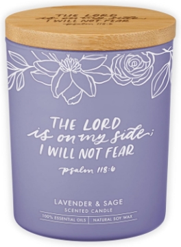 Mostrar detalles de I Will Not Fear Lavender and Sage Candle in a Glass Jar - Psalm 118:6 Imagen de I Will Not Fear Lavender and Sage Candle in a Glass Jar - Psalm 118:6