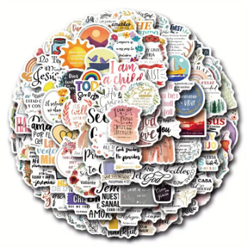 Mostrar detalles de Stickers - 100 unidades de frases en inglés y en español Imagen de Stickers - 100 unidades de frases en inglés y en español