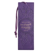 Imagen de Strength and Dignity Purple Sunflower Faux Leather Bookmark - Proverbs 31:25