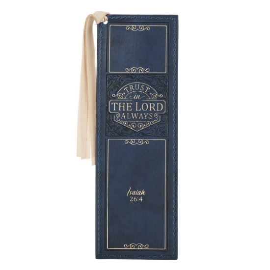 Imagen de Trust In The LORD Always Navy Faux Leather Bookmark - Isaiah 24:6
