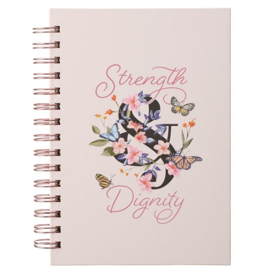 Imagen de Strength & Dignity Pink Butterfly Garden Large Wirebound Journal - Proverbs 31:25