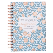 Imagen de Sufficient Grace Teal Floral Large Wirebound Journal - 2 Corinthians 12:9
