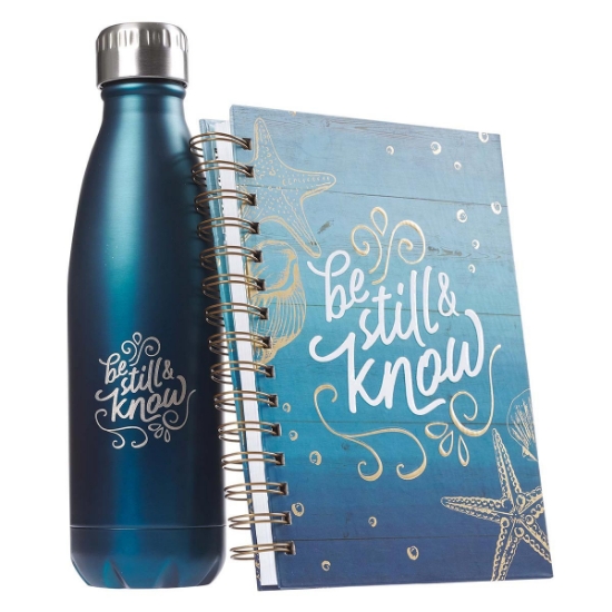 Imagen de Be Still & Know Water Bottle and Journal Gift Set for Women - Psalm 46:10