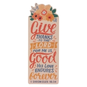 Imagen de Give Thanks Floral Premium Cardstock Bookmark - 1 Chronicles 16:34