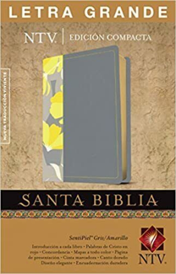Imagen de Santa Biblia NTV Letra Grande, Edicion Compacta, Sentipiel duotono, gris y amarillo