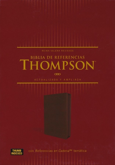 Imagen de Reina Valera Revisada, Biblia de Referencia Thompson, Leathersoft, Café, Palabras de Jesús en rojo, con índice y cierre.
