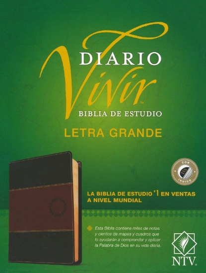 Imagen de Biblia de estudio del diario vivir NTV - Letra grande (SentiPiel, Cafe/Cafe claro, Letra Roja) - Con indice
