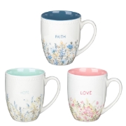 Imagen de Faith Hope and Love Petite Floral Mug Set