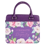 Imagen de Strength and Dignity Purple Floral Purse-style Bible Cover - Proverbs 31:25