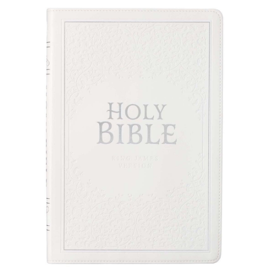Imagen de White Faux Leather Large Print Thinline King James Version Bible with Thumb Index