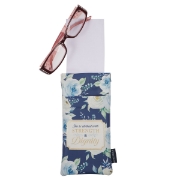 Imagen de Strength and Dignity Indigo Rose Faux Leather Double Eyeglass Case - Proverbs 31:25