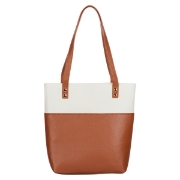 Imagen de Strength & Dignity Two-tone Toffee and Cream Felt Fashion Bible Tote Bag - Proverbs 31:25