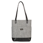 Imagen de The Plans Heather Gray Felt and Black Faux Leather Fashion Bible Tote Bag - Jeremiah 29:11