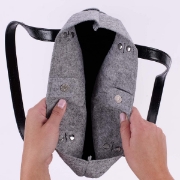 Imagen de The Plans Heather Gray Felt and Black Faux Leather Fashion Bible Tote Bag - Jeremiah 29:11