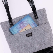 Imagen de The Plans Heather Gray Felt and Black Faux Leather Fashion Bible Tote Bag - Jeremiah 29:11