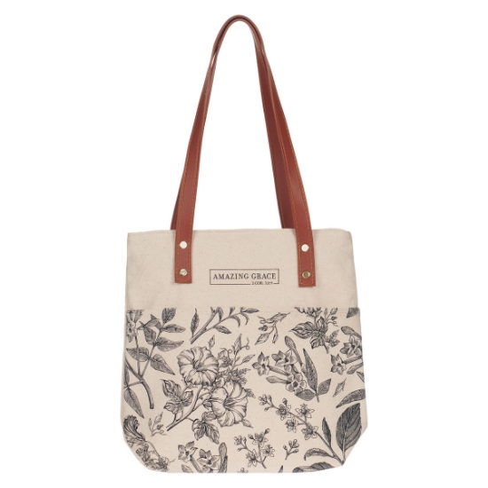 Imagen de Amazing Grace Natural Canvas Tote Bag - 2 Corinthians 12:9