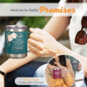 Imagen de Trust in the Lord Teal Floral Camp-Style Stainless Steel Travel Mug - Proverbs 3:5