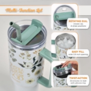 Imagen de Be Still Teal Meadow 40 Oz Tumbler with Reusable Straw - Psalm 46:10