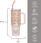 Imagen de Be Still and Know Pink Spring Floral 40 Oz Tumbler with Reusable Straw - Psalm 46:10