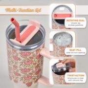 Imagen de Be Still and Know Pink Spring Floral 40 Oz Tumbler with Reusable Straw - Psalm 46:10