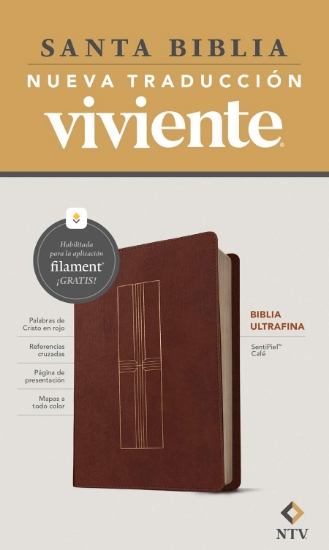 Imagen de Biblia ultrafina NTV, con Filament (SentiPiel, Cafe, Letra Roja)