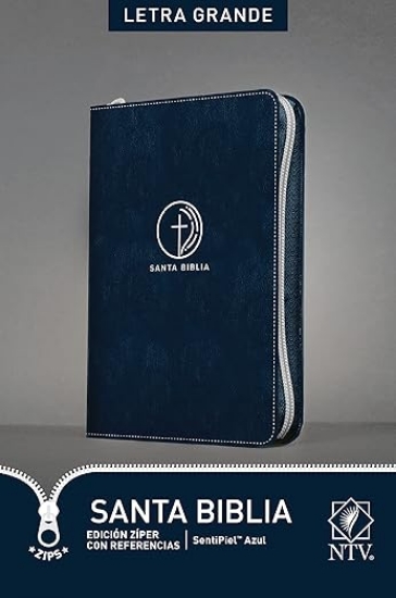 Imagen de Santa Biblia NTV, Edicion ziper con referencias, letra grande - SentiPiel Azul