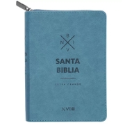 Imagen de Biblia NVI letra grande - Tamaño mediano, zipper - azul