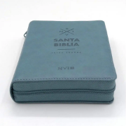 Imagen de Biblia NVI letra grande - Tamaño mediano, zipper - azul