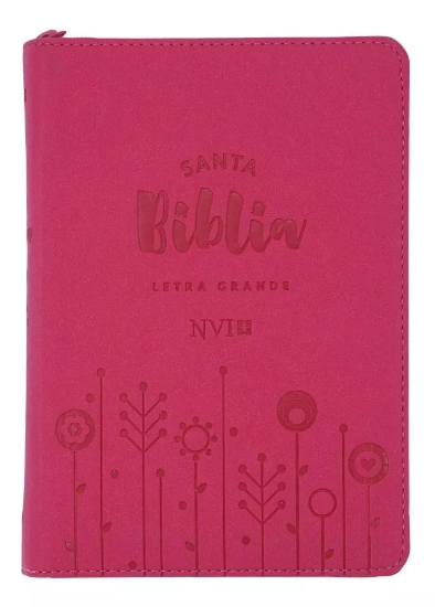 Imagen de Biblia NVI letra grande - Tamaño mediano, zipper - fucsia