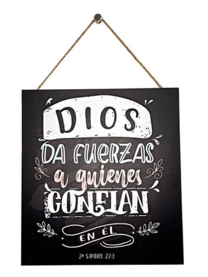 Imagen de Cuadro decorativo de madera "Dios da fuerzas"