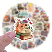 Imagen de Stickers - 60 unidades de libros y flores