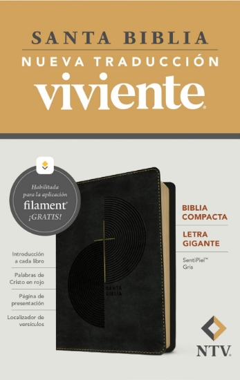 Imagen de Biblia compacta NTV, letra gigante con Filament (SentiPiel, Gris, Letra Roja)