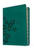Imagen de Biblia compacta NTV, letra gigante con Filament (SentiPiel, Turquesa floral, Letra Roja, Con índice)