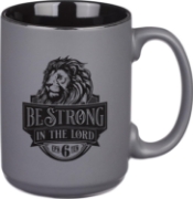Imagen de Be Strong Gray Lion Ceramic Coffee Mug - Ephesians 6:10