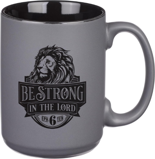 Imagen de Be Strong Gray Lion Ceramic Coffee Mug - Ephesians 6:10