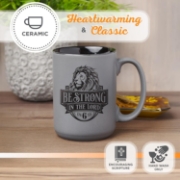 Imagen de Be Strong Gray Lion Ceramic Coffee Mug - Ephesians 6:10