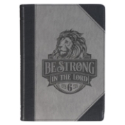 Imagen de Be Strong in the Lord Black and Gray Lion Faux Leather Journal - Ephesians 6:10